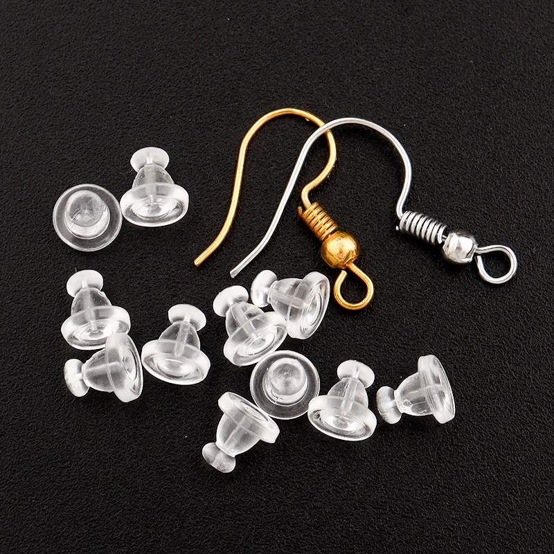 

100pcs Soft Silicone Rubber Earring Back Stoppers for DIY Stud Earrings Findings Accessories Bullet Tube Transparent Ear Plugs