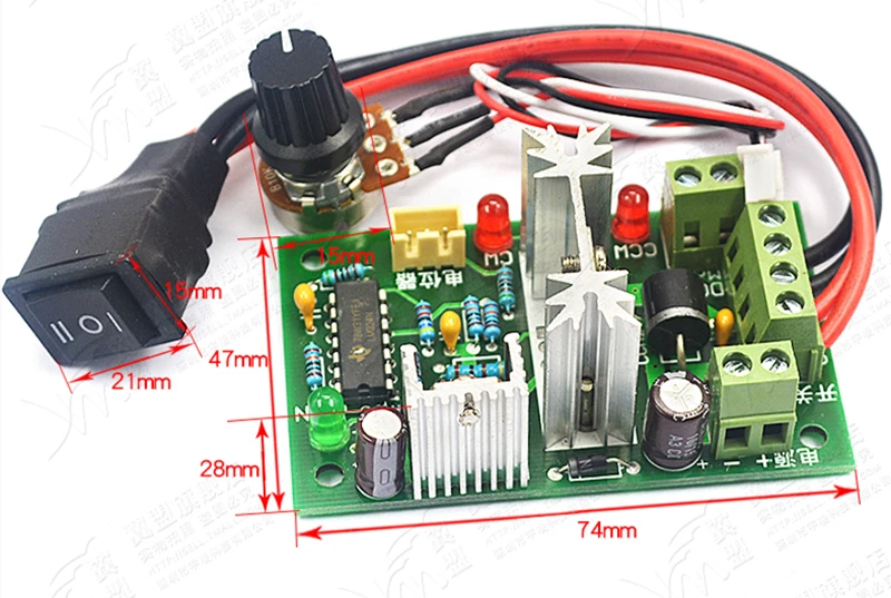 DC 6V-30V 10A 200W ШИМ-контроллер двигателя Регулировка скорости вперед-назад Регулятор