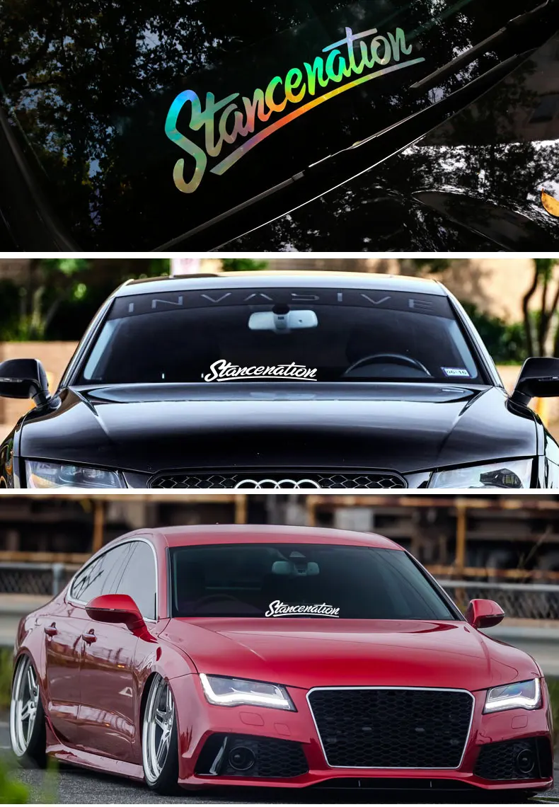Noizzy Stance Nation наклейка на переднее лобовое стекло автомобиля аксессуары Авто Наклейка виниловая Reflectiv Радужная накладка на окно Тюнинг автомобиля Стайлинг