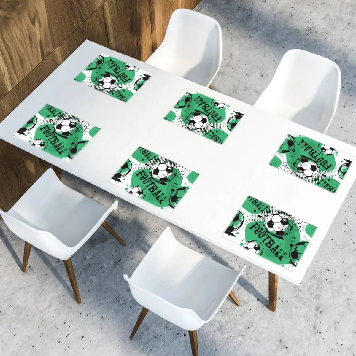 

6pcs Placemat for dining table Abstract Football Grunge Urban Pattern Heat-resistant Kitchen Dining Accessories