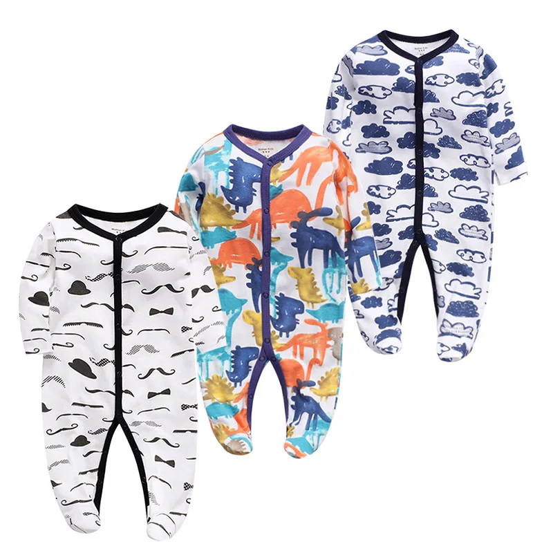 3 pieces Newborn Rompers Long sleeve Baby Girl Boy Clothes Comfortable baby Pajamas Infant Jumpsuit boy Romper Clothing set | Детская