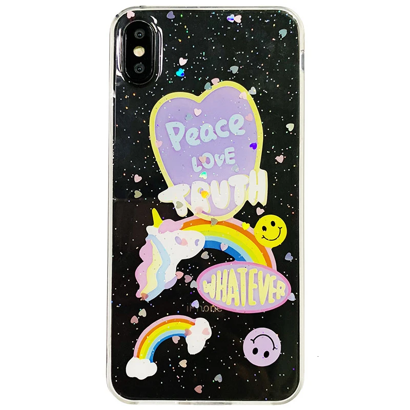 Модные блестящие радужные чехлы для телефонов iphone 6 6s 7 8 Plus X Xs Max XR прозрачный