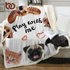 Одеяло BeddingOutlet, коллекция шерпы для домашних собак, 3D плюшевое одеяло в виде мопса, бульдога, Хаски, добермана, ротвейлера, тонкое одеяло