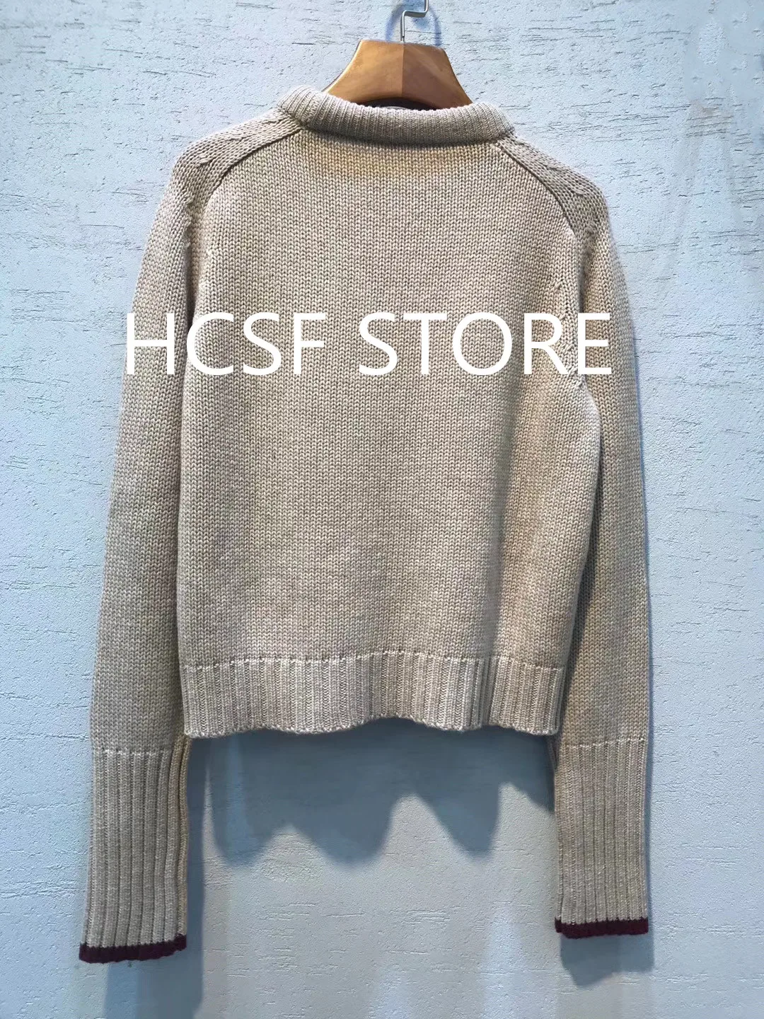 Women's Letter Pattern Wool Sweater Long Sleeve O-neck Knit Top