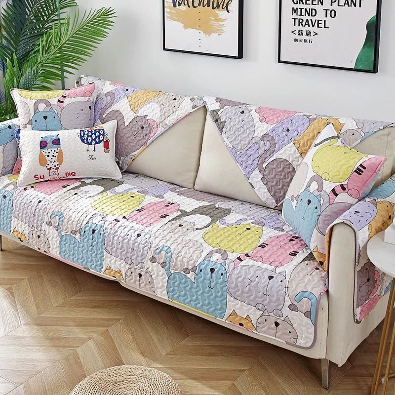 Хлопковый чехол для дивана в клетку и полоску современное минималистичное