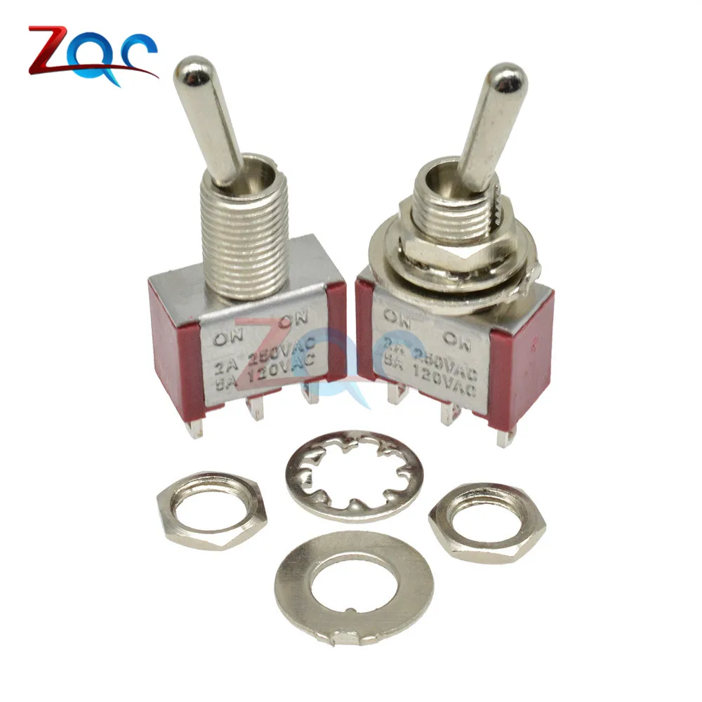 5 шт. 3 контактный переключатель с 2 позициями и защелкой SPDT MTS102 ON 120VAC 6A 5A 2A 250VAC 1/4
