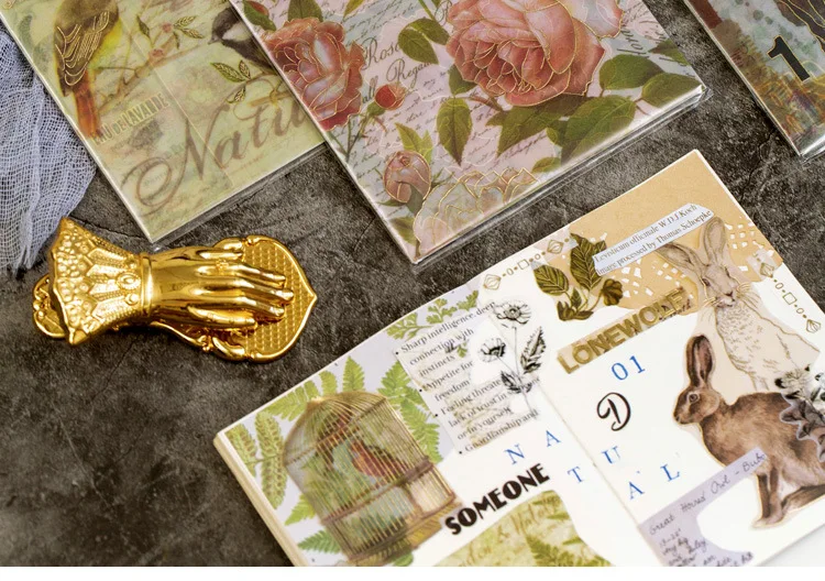 Золотистые стикеры в винтажном стиле 15 цветов птиц BG для рукоделия скрапбукинга