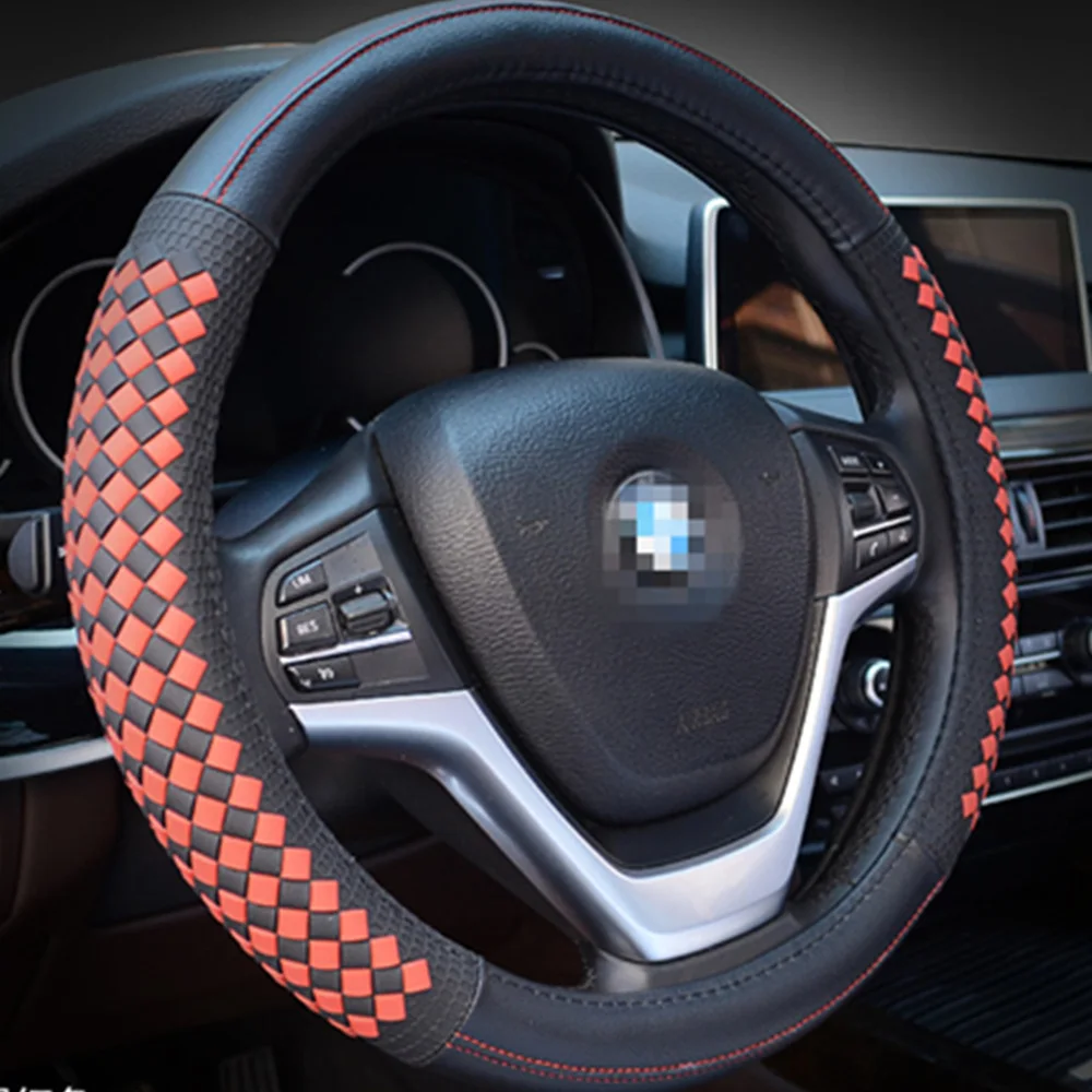 

Four Seasons Universal Steering Wheel Cover 38cm Leather Athletic Car Handle Cover