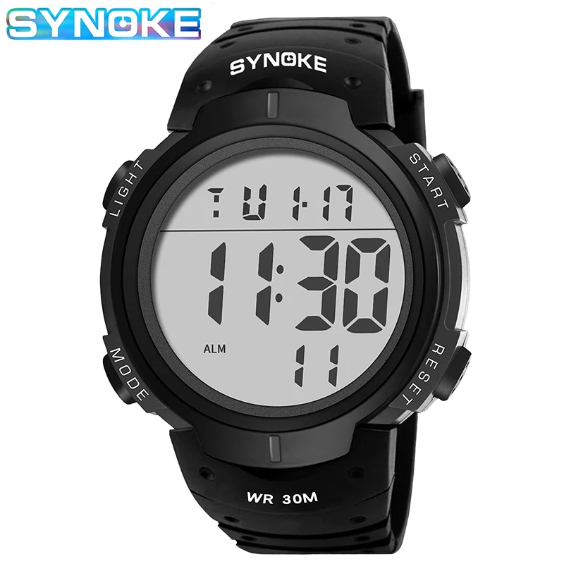 

Мужские спортивные электронные часы SYNOKE, многофункциональные водонепроницаемые цифровые часы с большим циферблатом, мужские наручные час...