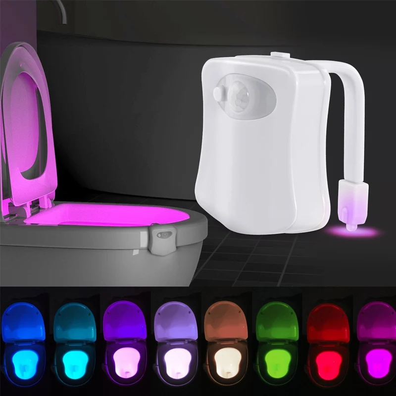 

8 Color Backlight for Toilet Bowl WC Toilet Seat Lights with Motion Sensor Smart Bathroom Toilet Night Light LED Toilet Lightnew