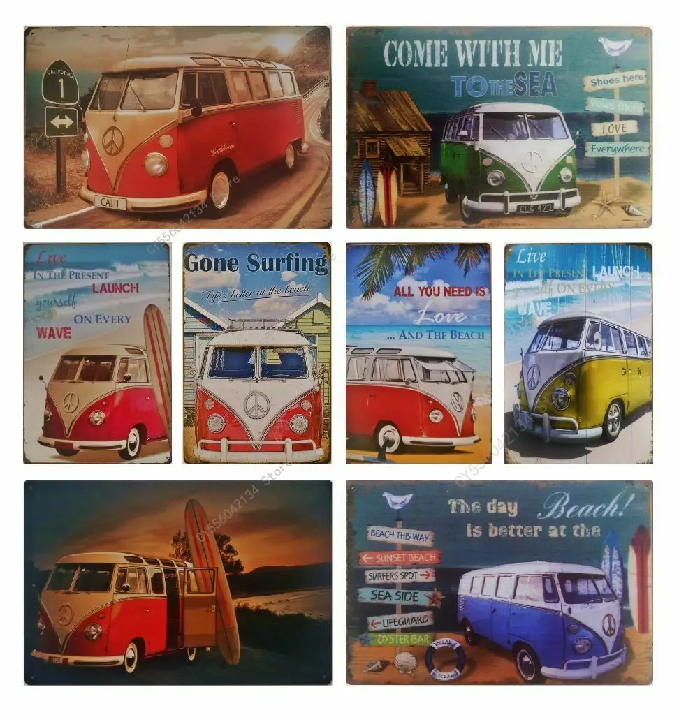

Camper Van Transporter Metal Tin Sign Decor Pub Home Door Vintage Wall Art Poster Plaque