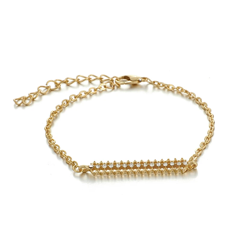 Tocona 7pcs/sets Clear Water Drop Crystal Stone Ladies Bracelets Gold Chain Cuff Bangle for Women Jewelry Wholesale 9168
