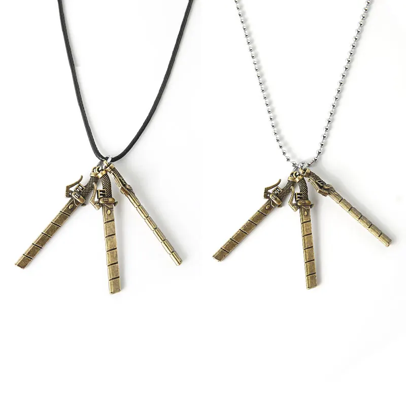 

Anime Attack on Titan Scout Regiment Knife Sword Necklace Eren Mikasa Ackerman Weapon Metal Pendant Choker Bead Necklaces Colar