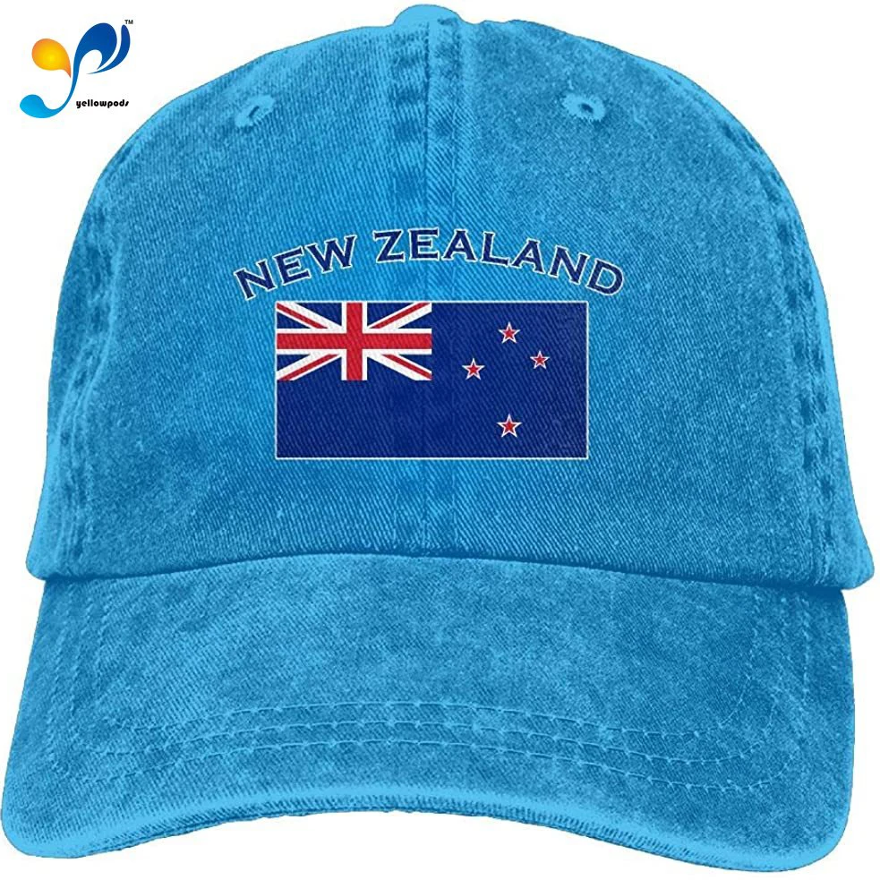 

Unisex Baseball Cap Yarn-Dyed Denim Hat New Zealand Flag Adjustable Snapback Hunting Cap