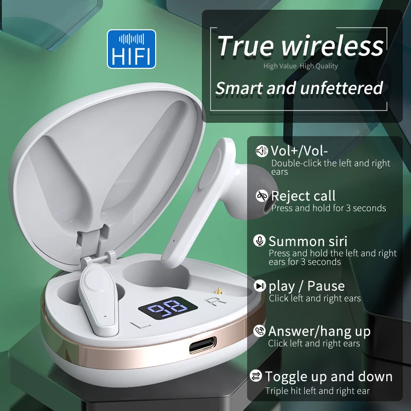 

Hifi Lady Wireless Headphone Charging Box Earphones Bluetooth 5.0 Mini 9D Girls Stereo Headsets With Microphone Active handover