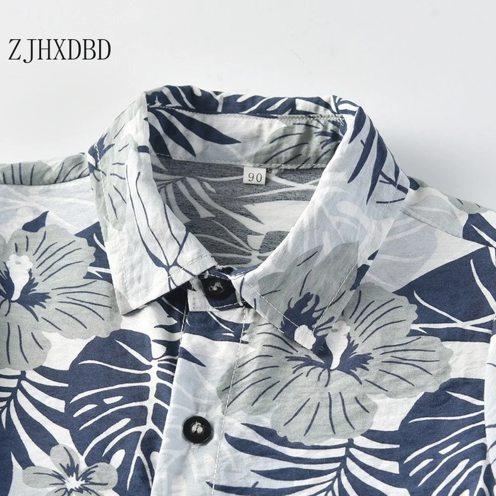 Лето 2020 новинка Детская гавайская рубашка с коротким рукавом и принтом для