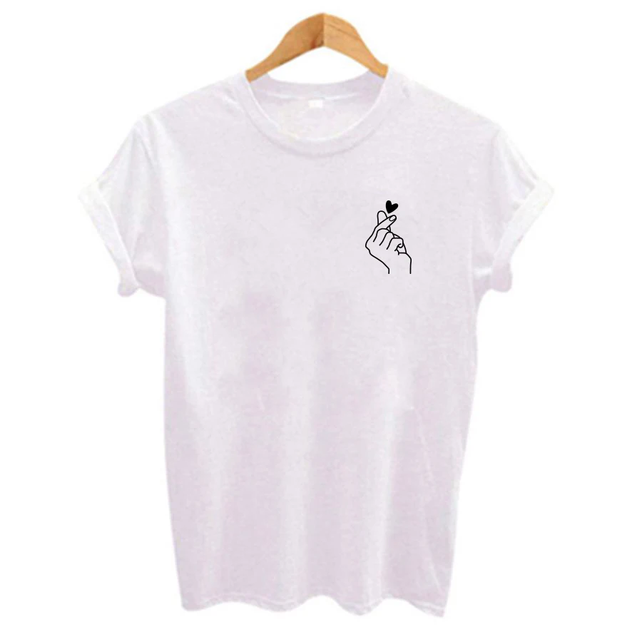 Мелким шрифтом победы принтом сердечки и милым футболки для женщин 2020 летние