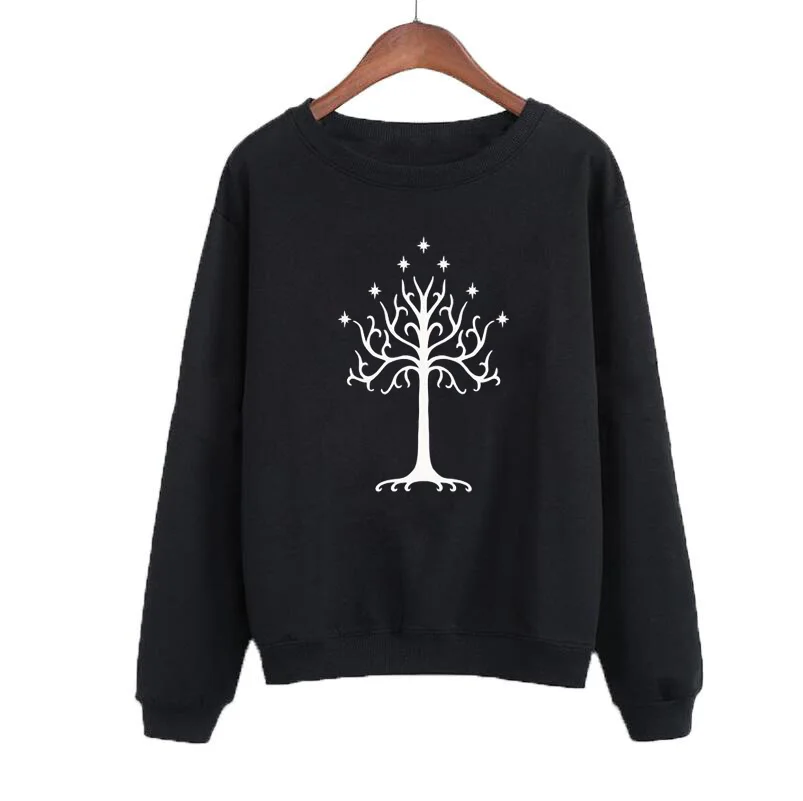 White Tree Gondor Sweatshirt Harajuku Jumper Pullover Women Crewneck Hoodies Casual Female Tracksuit | Женская одежда