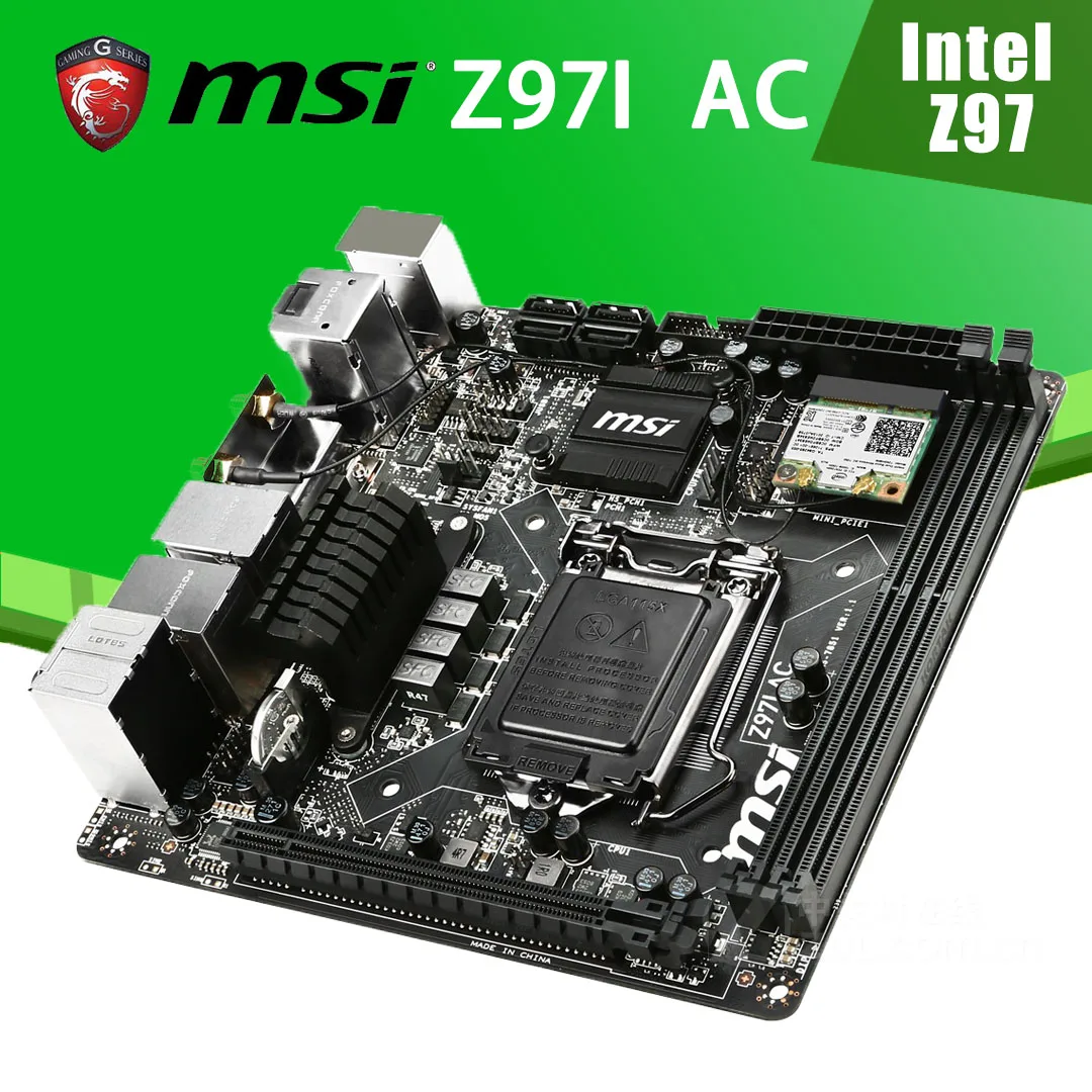 Billig LGA 1150 MSI Z97I AC Motherboard Core I7/i5/i3 DDR3 16GB 1066MHz DVI HDMI-kompatibel Desktop Z97 Placa-Mãe Mini-ITX Verwendet