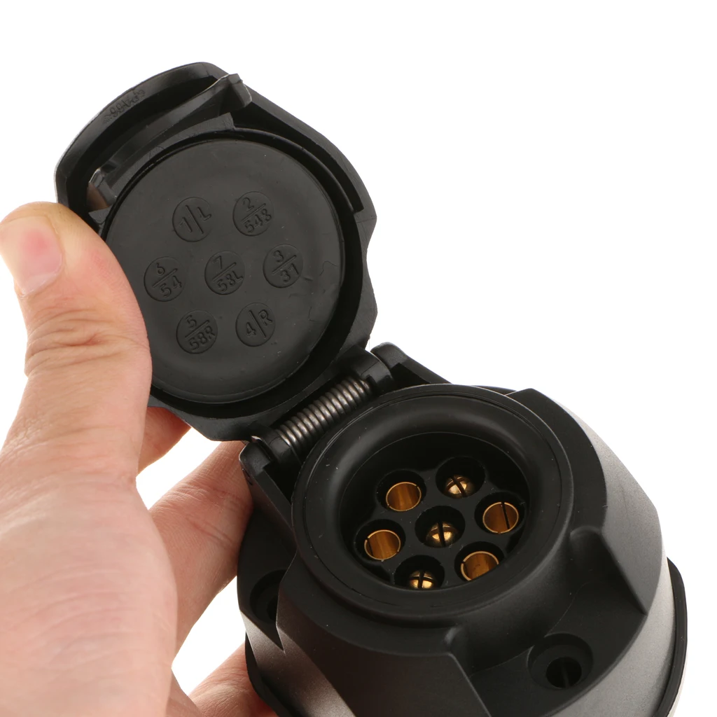 

7 Pin Trailer Socket Towbar Towing Converter Connector Black