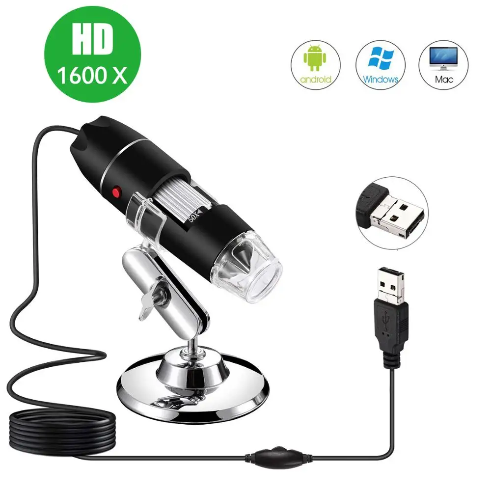 1600X USB микроскоп 1000X1600X8 светодиодный цифровой USB микроскоп тип-c микроскопио Лупа электронный стерео USB эндоскоп Тип камеры - Цвет: 1600X
