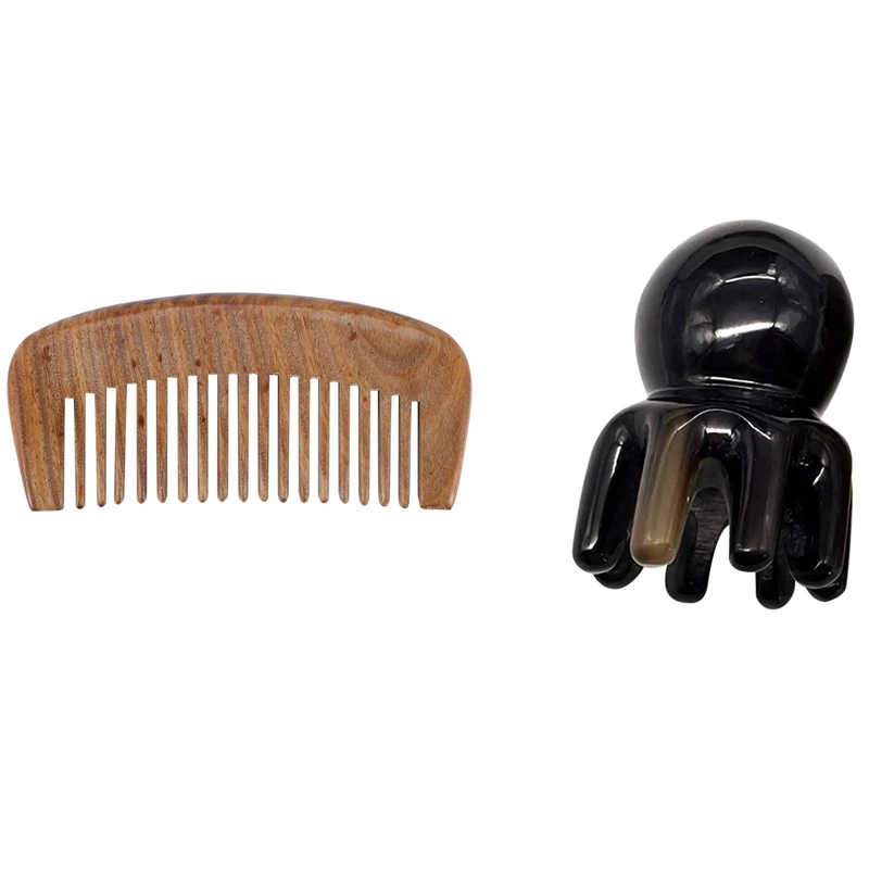

Natural Green Sandalwood Comb Wooden Massage Present Comb With Hair Scalp Massager Hair Massage Comb Ox Horn Comb