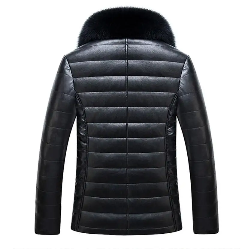 Осенняя Черная куртка из искусственной кожи мужское зимнее плотное теплое