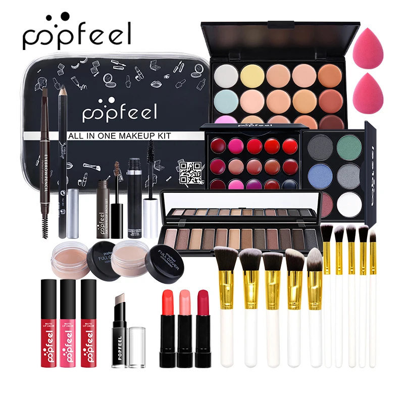 POPFEEL Carry All Makeup Set (Eye Shadow Palette/Blushes/Powder/Lipstick And More)