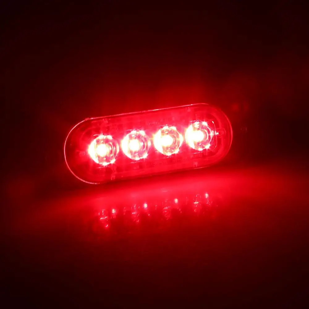 4 LED Red 4/6 светодиодный 12W фары для автомобилей Грузовик Strobe маяк Предупреждение лампы опасности решетка мигающий светильник аварийного маркер светильник s желтый/красный/синий/белый - Цвет: 4 LED Red