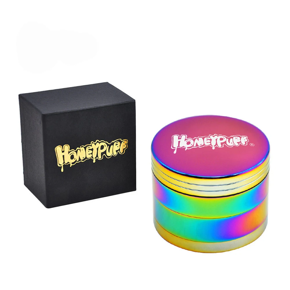 Радужная цветная алюминиевая дробилка для курительных трав 63 мм 4 слойная