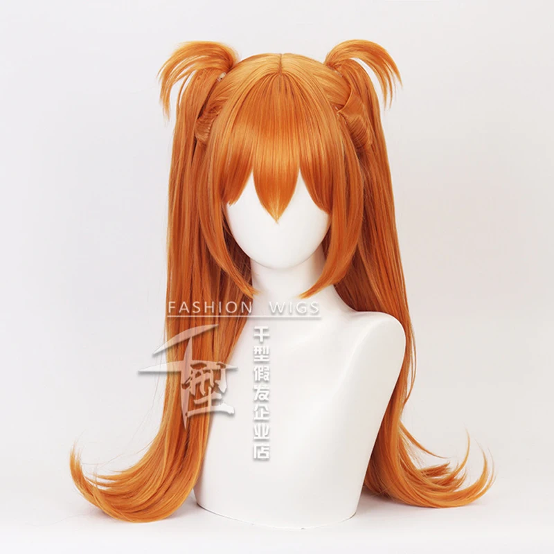 Парик для косплея аниме Asuka Langley Soryu с длинным хвостом термостойкие синтетические