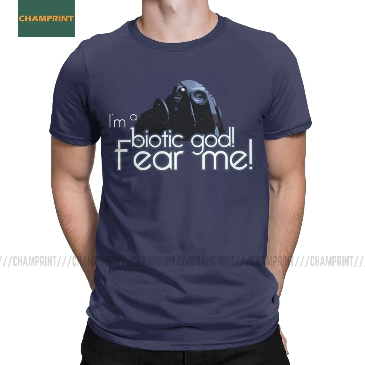 Винтажные хлопковые мужские футболки с рисунком Бога масс эффекта круглым