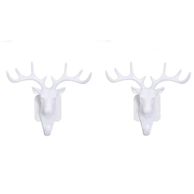 2Pcs White Настенные декоративные крючки, рога, американский стиль, домашний декор, крючки, многоцелевой настенный крючок для ключей, сумки, крючок для одежды K1062 H - Цвет: 2Pcs White