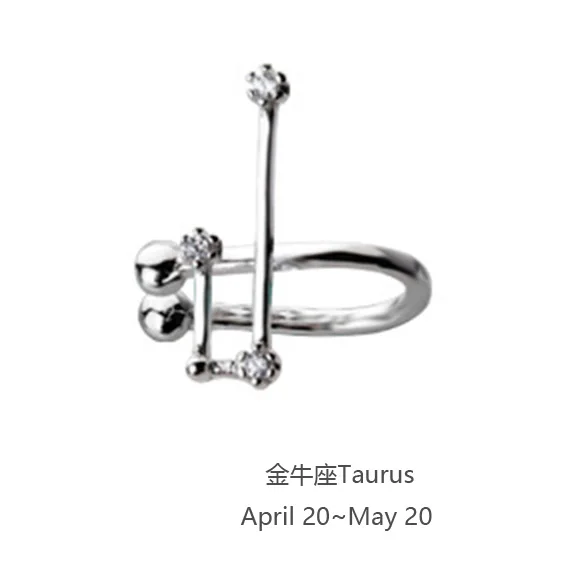 Taurus Trusta 1 пара 925 пробы серебряные ювелирные изделия Созвездие ухо манжеты Клипсы Серьги подарок на день рождения для женщин девочек DS1333 - Окраска металла: Taurus