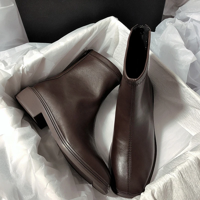 Soft Leather Flat Women's Martin Boots, Women's Plus Velvet Platform Ankle Boots, Winter Warm Cotton Shoes Plus Velvet Leisure