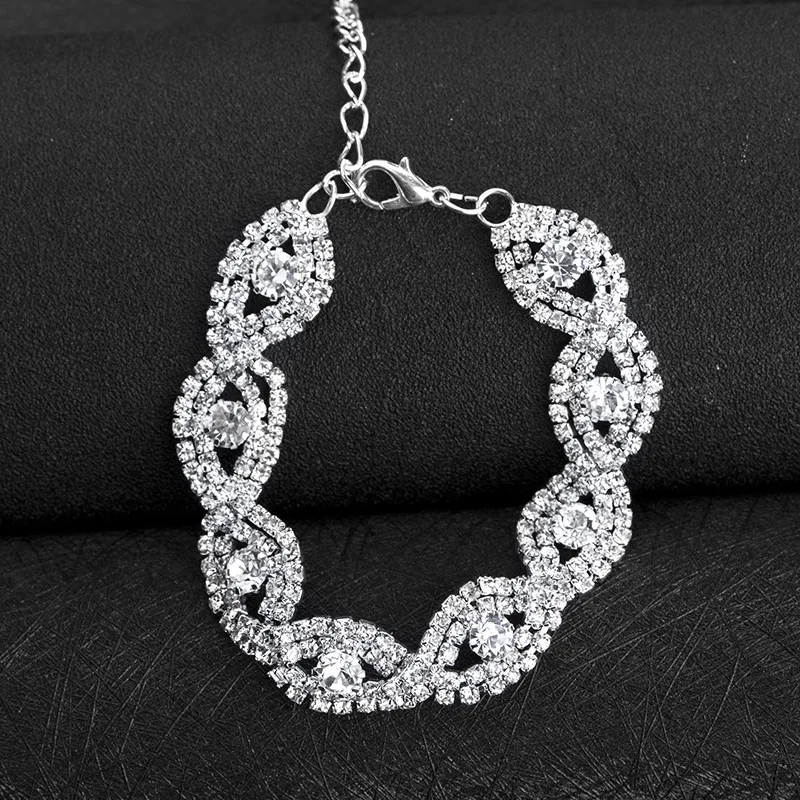 Shining Luxury Romantic Crystal Bracelet Full Zircon for Women Girls Wedding Party Jewelry Valentine lover | Украшения и
