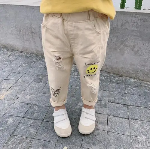 Прямая поставка Модные осенние джинсовые брюки для маленьких мальчиков и