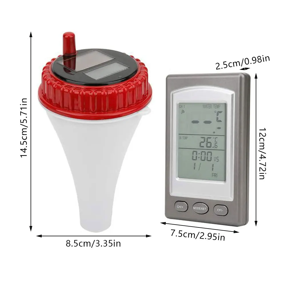 

Solar Powered Wireless Pool Thermometer Swim SPA Pond Tub Waterproof Digital LCD Backlit Floating Temperature Transmitter Mete