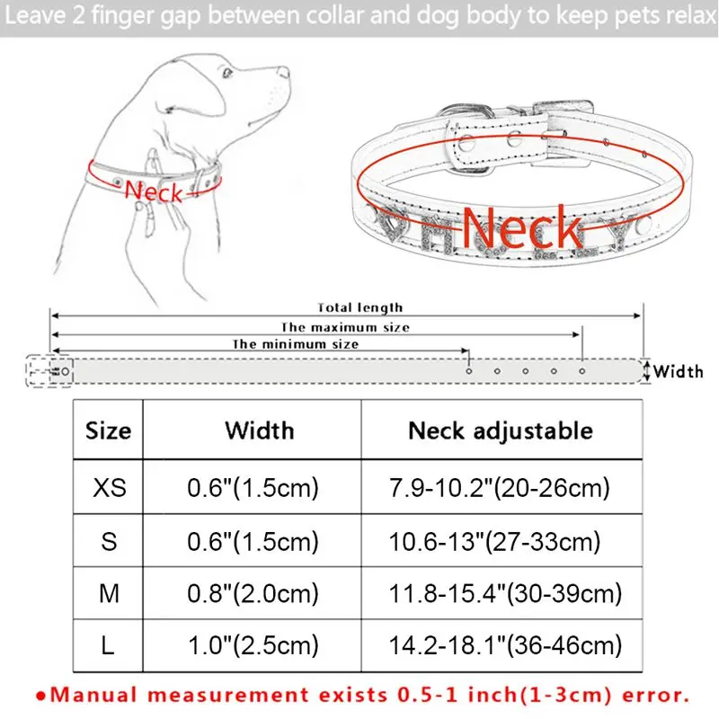 

Rhinestone Necklace Small Dog Collar Leather Halsband Kat Chapa Perro Personalizada DIY Bling Personalized Free Name Medium Pet