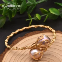 glseevo natural fresh water baroque pearl vintage bracelet bangles for women wedding gift handmade temperament jewellery gb0933