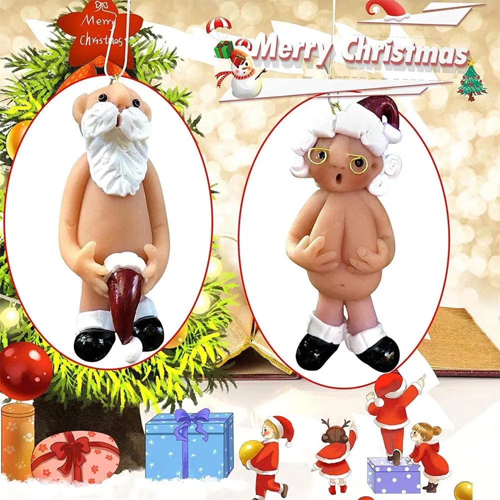 

Christmas Ornaments Funny Naked Santa Claus Hanging Pendant Xmas Decor for Home Party Resin Creative Pendants Naughty Gift Toys