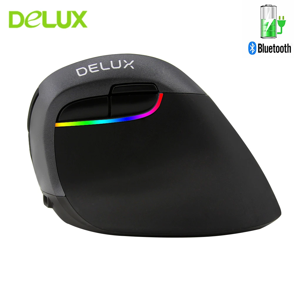 Вертикальная мышь Delux M618 мини Беспроводной Bluetooth 4 0 Двойной режим Мышь