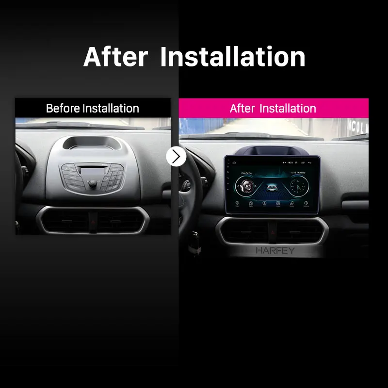 Harfey 10.1&quot Carplay Car GPS Radio Android 9.1 Navi Stereo for Ford Ecosport 2018 2019 With HD Touchscreen support Backup camera |