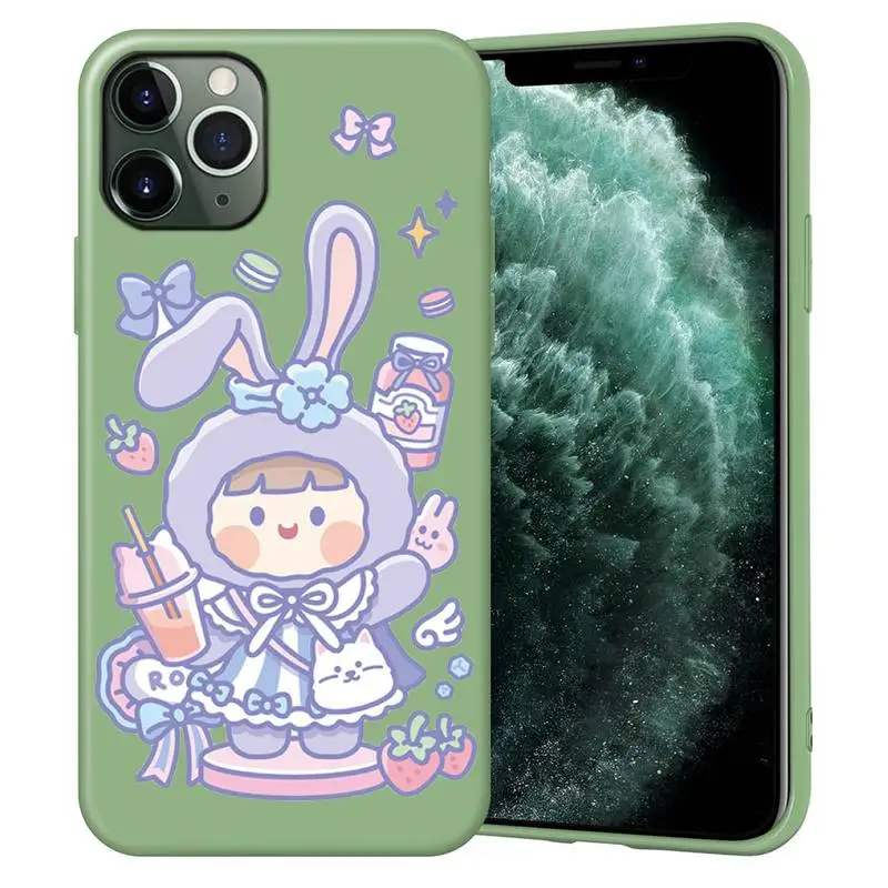 

Trendy Funny GirlS Phone Case For Iphone 8plus Case Leaf Green Soft Silicone Phone Case For 11 X XS XR