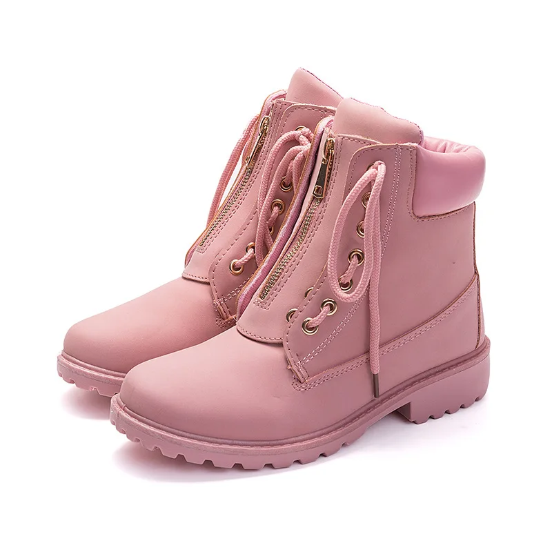

Fashion woman boots genuine leather Work Ankle boots for women 2019 New flat Martin boots Female Safety boots bota feminina