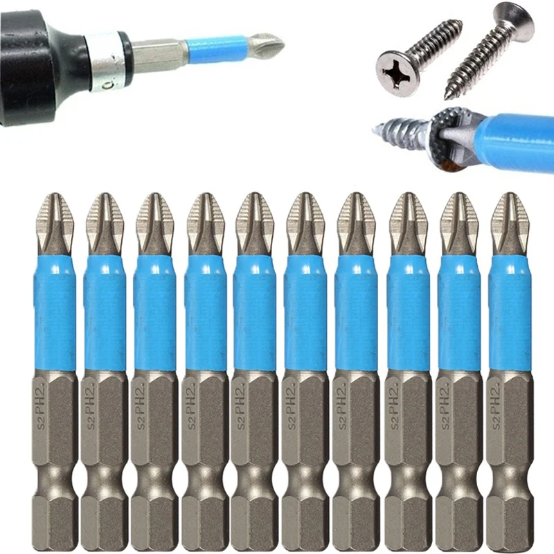 

2/5/10Pcs Screwdriver Bits 50mm PH2 Anti-slip with Magnetic 1/4" Hex Shank Fits Hand Electric Drill Driver Hand Accessories