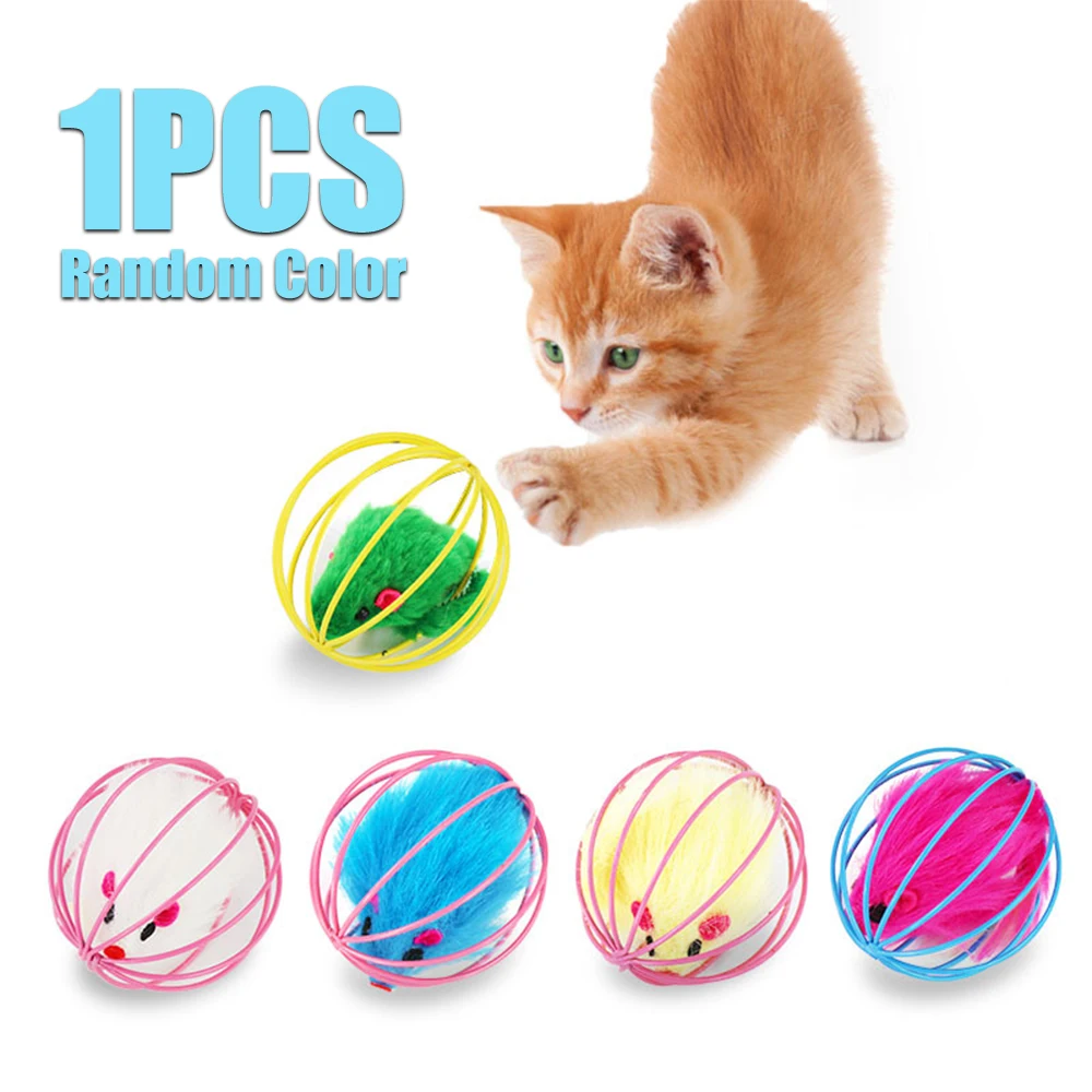 

1pc Pet Cat Toy Funny Mouse In Cage Cat Interactive Toy Cat Play Toys Cat Mouse Toys Pet Supplies Cat Favors Random Color