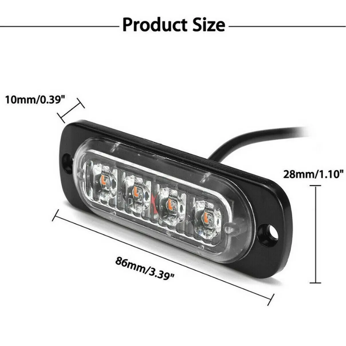 4 шт. Янтарный светодиодный стробоскопический сигнальный фонарь светодиодных
