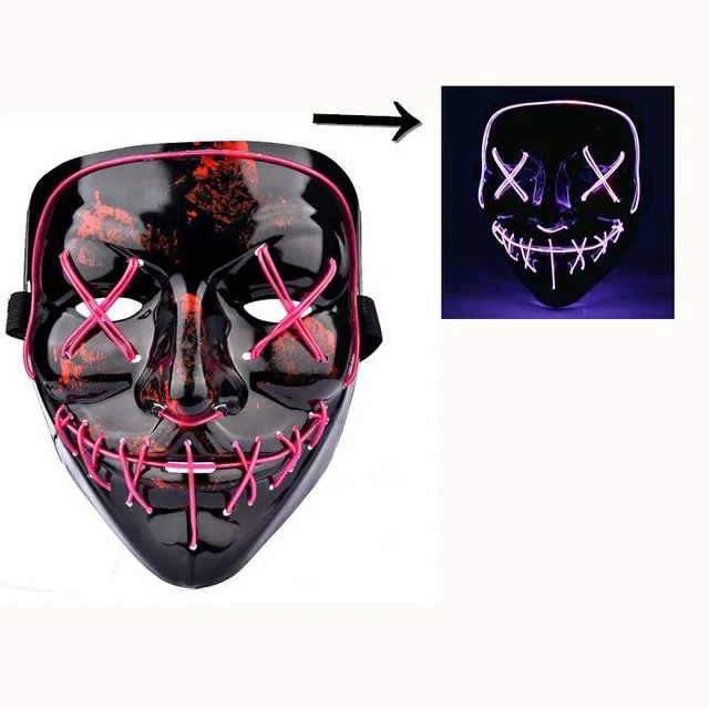 purple led mask Неоновая светодиодный тушь для ресниц на Хэллоуин, светится в темноте, страшная маска с черепом, Вечерние Маски для костюмированной вечеринки - Цвет: purple led mask