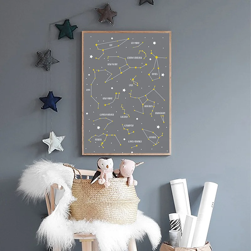 HD принты Nordic Стиль домашний декор карта в виде созвездия фотографии Wall Art Холст